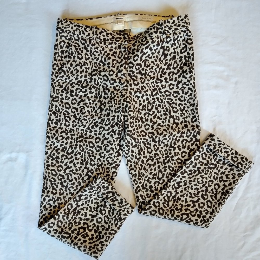 J CREW CAFE CAPRI CHEETAH PRINT PANTS SZ 2